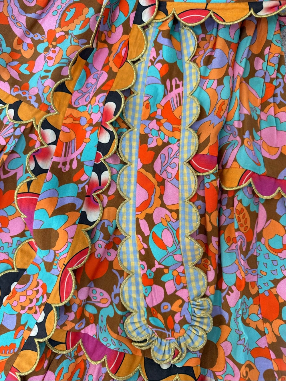 CeliaB Orange Floral Midi Dress with Puff Sleeves - Picture 9 of 11